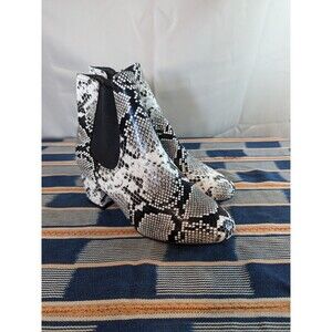 Snake Python Pattern Pull-On Faux Leather Ankle Boots Eu 39 US 7.5 (X01)